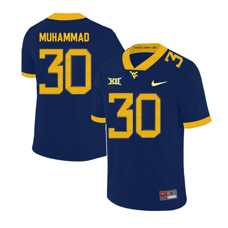 2019 Men #30 Naim Muhammad West Virginia Mountaineers College Football Jerseys Sale-Navy - Click Image to Close